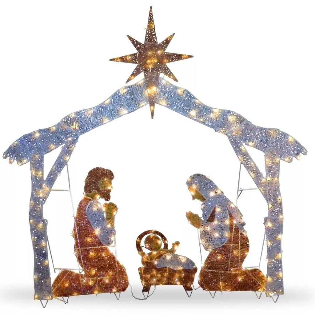 

Nativity Scene Christmas Led Light Family Silhouette Stake Warm White Decor B