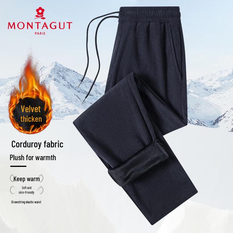 MONTAGUT Men's Winter Warm Drawstring Casual Trousers