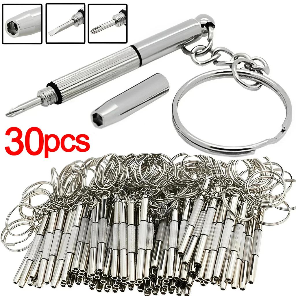 Steel Glasses Screwdriver Eyeglass Screwdriver Watch Repair Kit with Keychain Portable Hand Tools Precision Screwdriver Tools