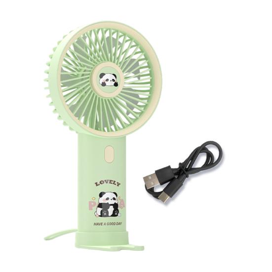 Portable Handheld Fan USB Rechargeable 3-Speed Cute Personal Mini Fan with LED Light Lightweight Quiet Cooling Fan with Phone Holder for Travel Office