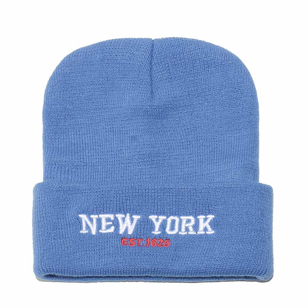 New York Letter Embroidered Knit Hat Versatile Beanie Wool Hat Outdoor Cycling Pullover Hat