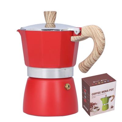 150ML Coffee Pot Stovetop Moka Maker Coffee Maker Kettle for Gas Stove Ethanol StoveRed