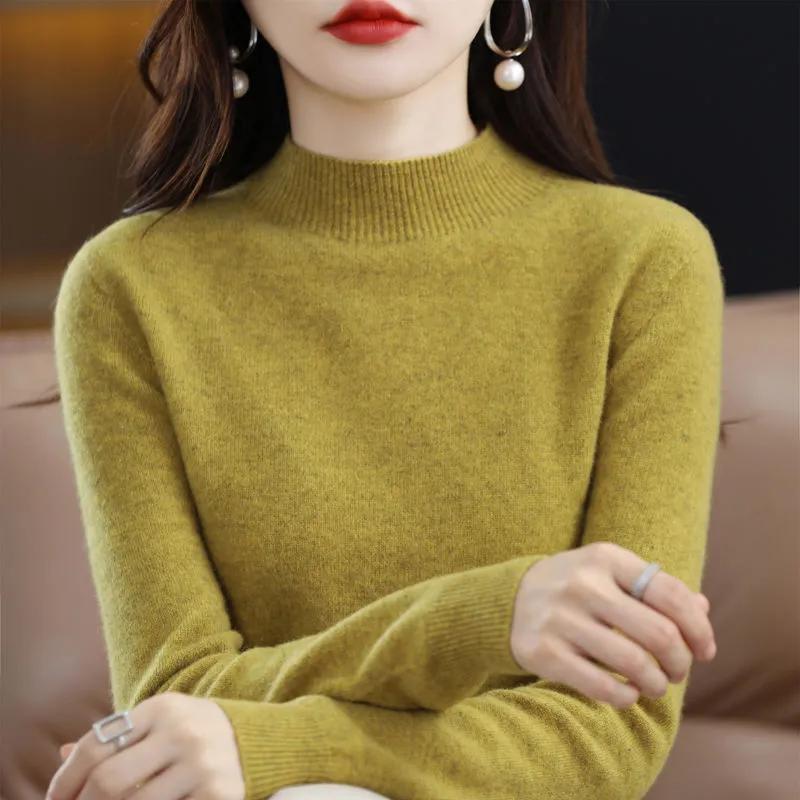 Sweater Spring and Autumn Half-high Collar Loose Long-sleeved Pullover Sweater Women's Knitted Bottoming Shirt