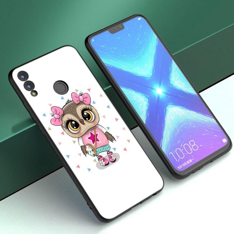 Cartoon Owl Cute Owls Case For Huawei Honor 10X Lite 7A 7S 8A 8S 8C 8X 9A 9C 10i 20i 30i 20S 20E 9X Pro 10 8 Lite Black Cover