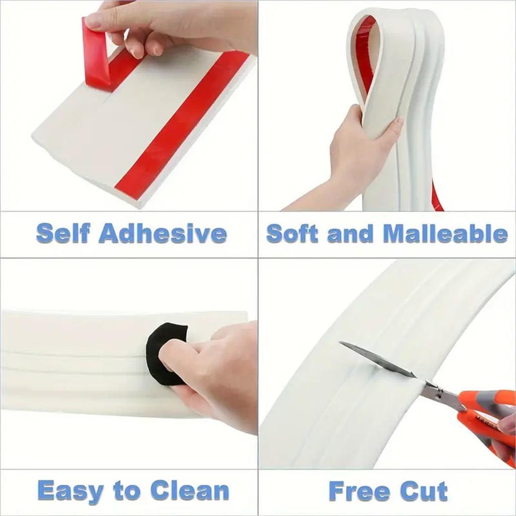 1Pc 2M Self-adhesive Foam Baseboard Wall Stickers Waistline TV Background Floor Corner Skirting Board Stickers Wall Decoration