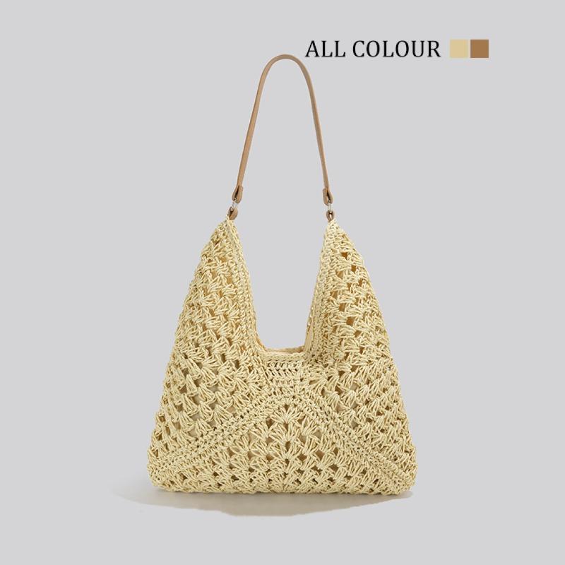 Большая плетеная сумка из соломы Женская летняя дорожная пляжная сумка Плетеная ажурная сумка Сумка-тоут через плечо