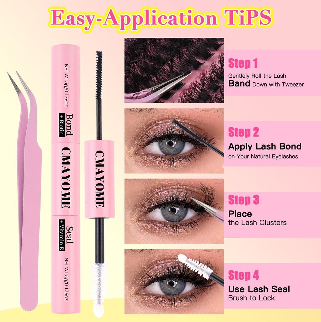 60D-100D 3D False Eyelash Set - DIY Hot Melt Dense Cluster Lashes