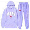 European Size Plus Fashion Printed Sweater Autumn and Winter Fleece Warm Hoodie Casual Sports Women's Suit