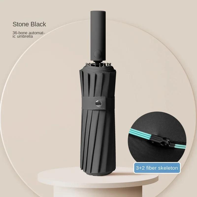 

60 Bone Ветрозащитный Усиленный Автоматический Зонт для Мужчин, Дождь и Солнце, Двойного Назначения, Солнцезащитные Зонты с УФ-защитой, чёрный