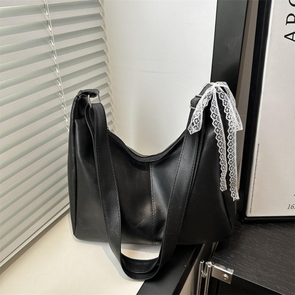 

Solid Color Shoulder Bag Vintage Tote Bag Casual Cross Body Bag for Women чёрный