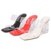 Transparent high-heeled sandals women's crystal heel wide fat feet large size women's shoes for