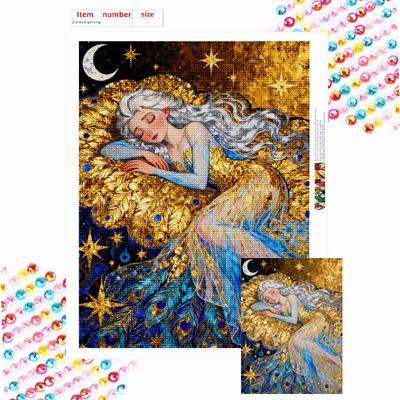 Diamond Painting Full Drill Mosaic Art Kit Handmade Diy Sleeping Ice Queen Golden Feathers Home Decoration Gift