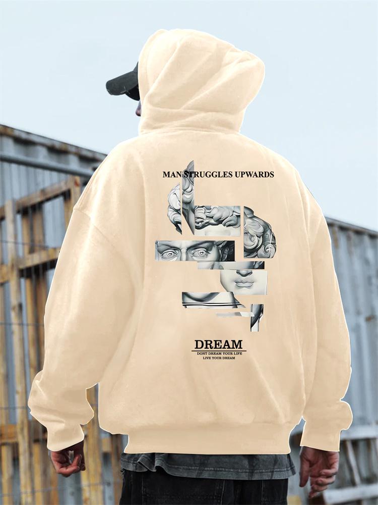 

Men s Autumn and Winter Hoodies Street Style Pullover, Back Patterned Sweatshirt, Urban Fashion and Daily Wear, Jogging Exercise 3XL