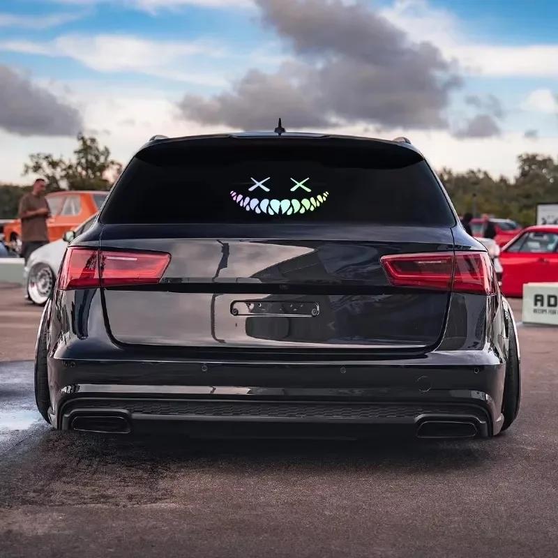 Demon Smiling Face Car Stickers for Rear Windshield Motorcycle Decoration Car Stickers Waterproof Colorful Reflective Sticker