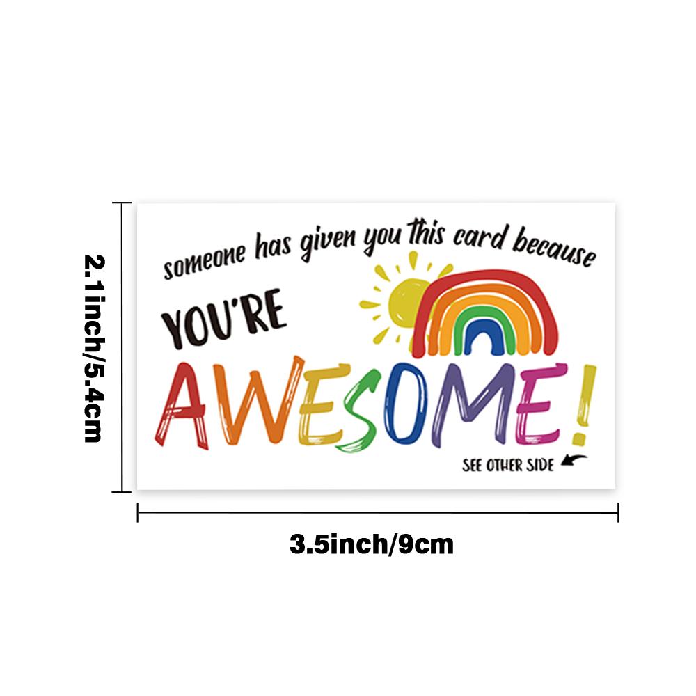 50 pcs, ‘You're Awesome’ Rainbow Encouragement Cards, Motivational Cards, Thank You Cards for Students, Teachers, and Staff