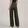 European and American wide-leg straight leopard print personalized fashion design sense women's jeans