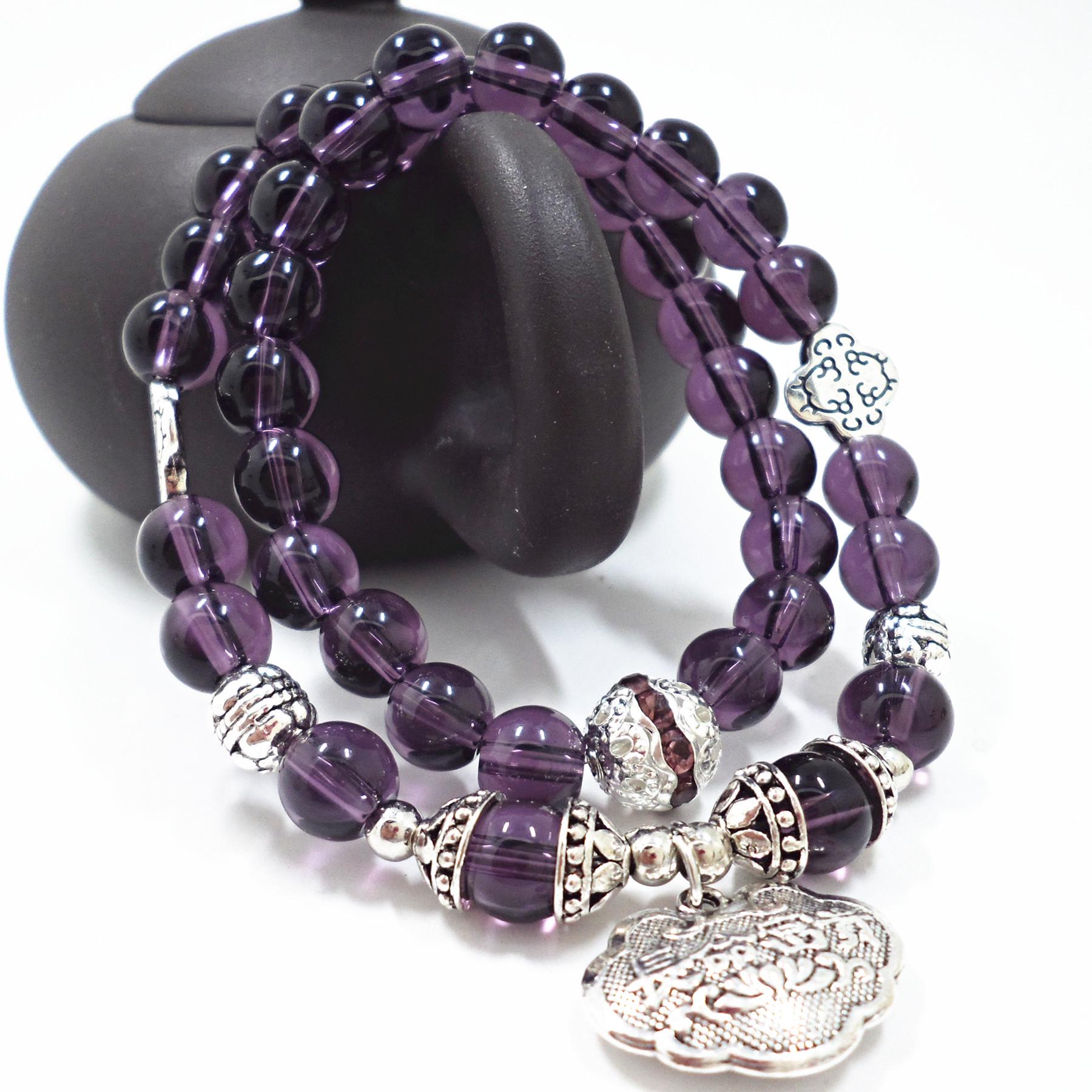 

Браслет ручной работы из корейского кристалла и халцедона «Кошачий глаз» для женщин