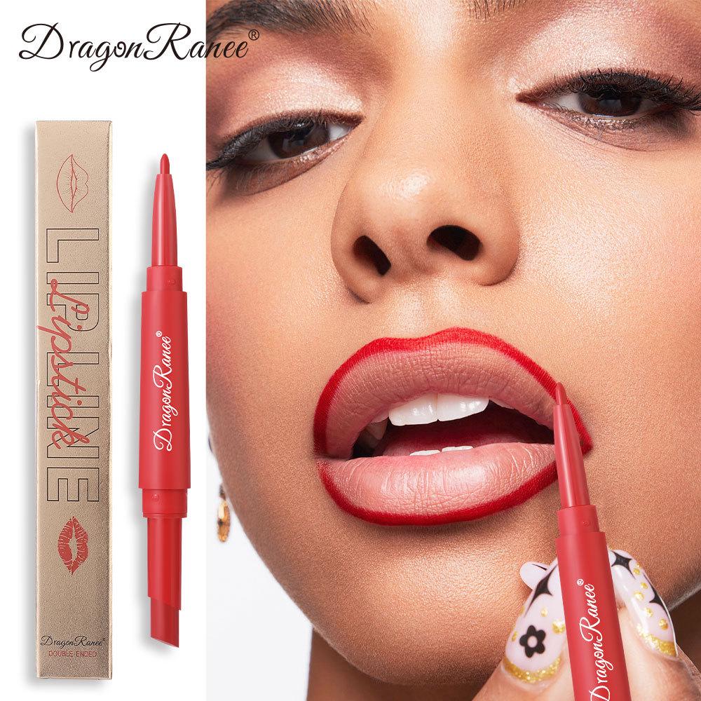 DragonRanee Matita Labbra & Rossetto Doppia Estremità - Pennarello Anti-Macchia, Illuminante per la Pelle
