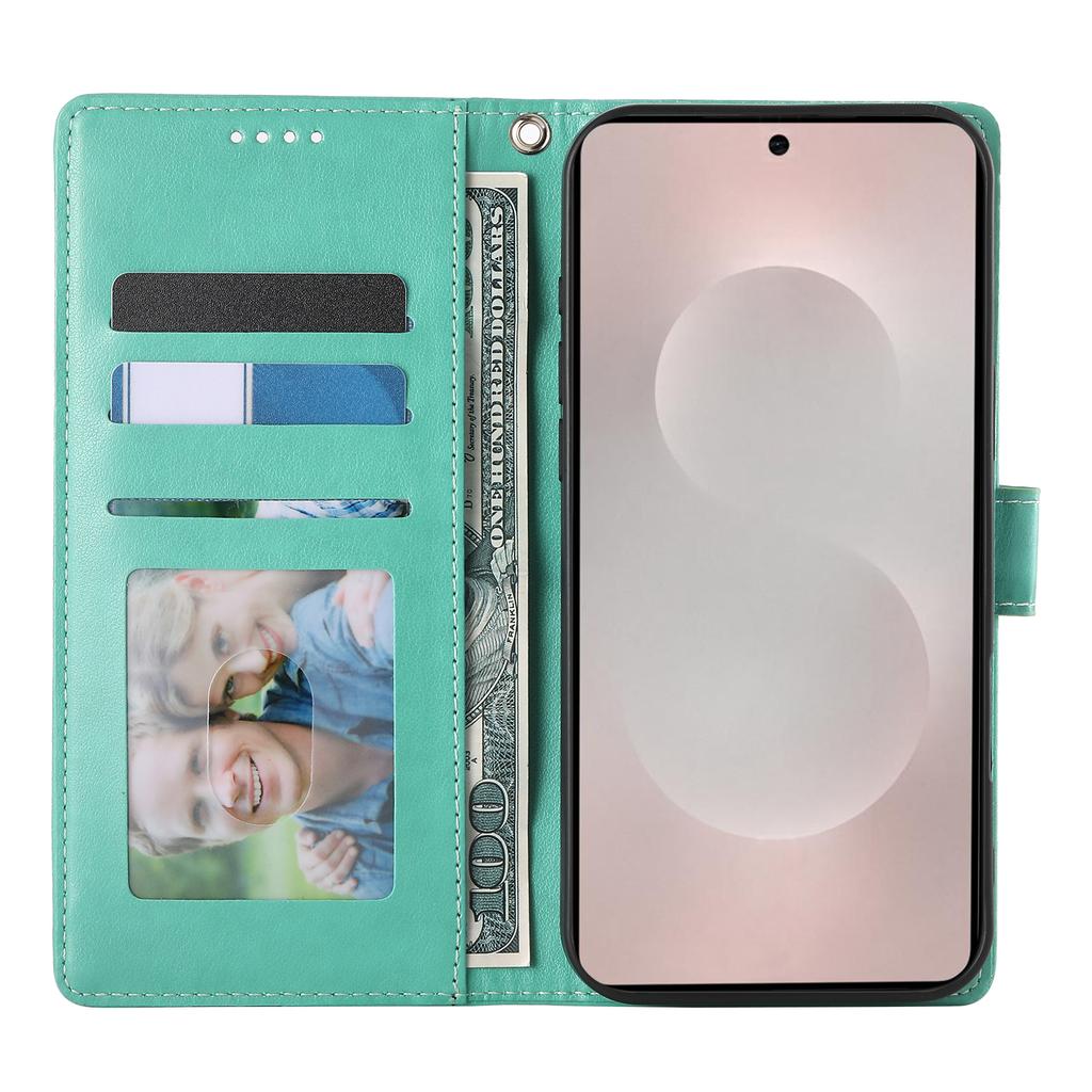 For Samsung Galaxy S25 Edge Wallet Case Butterfly Floral Imprint PU Leather Phone Cover with Wrist Strap