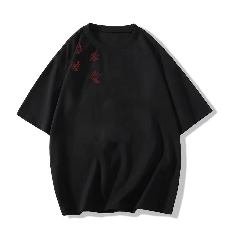 

Women s Retro Printed Oversized Cotton T-Shirt - Short Sleeve, Niche Literary Design XL High Quality чёрный