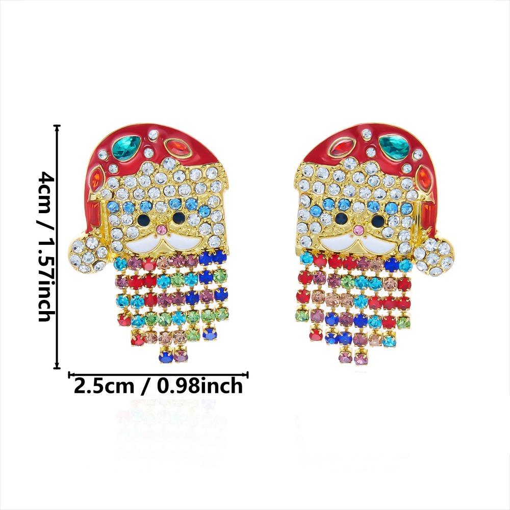 Pearl Adorned Christmas Earrings Rhinestone Decorated Cartoon Dangle Earrings Xmas Gifts