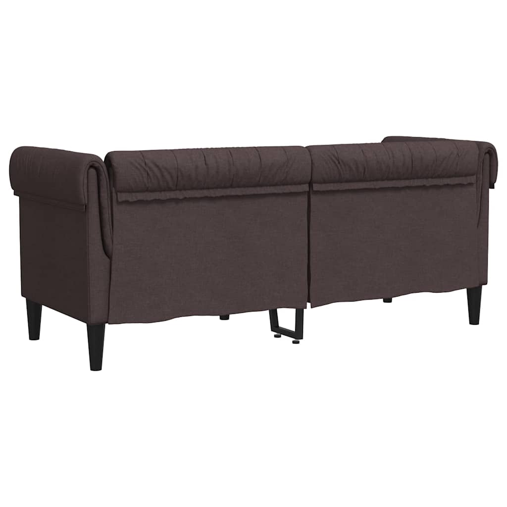 Chesterfield Sofa 2 Seater Dark Brown Fabric