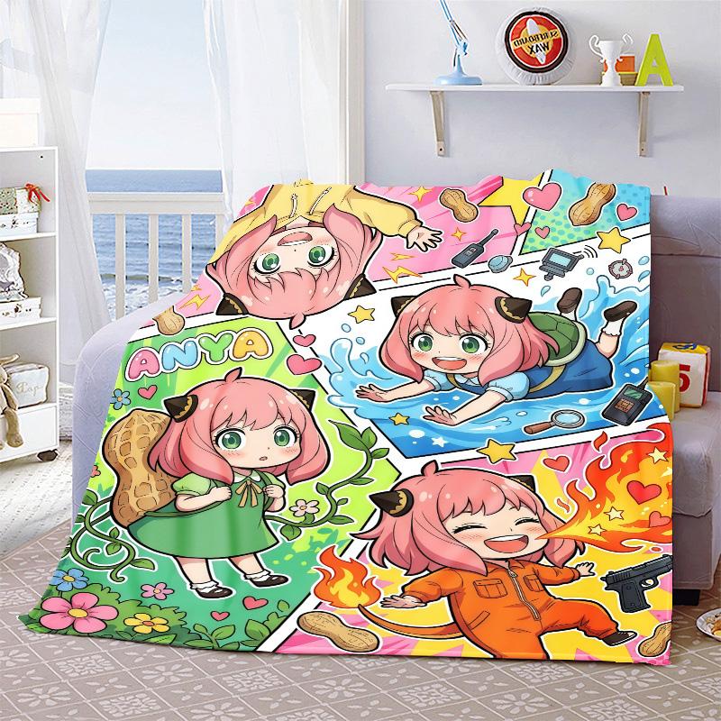 Anya Spy x Family Soft Warm Flannel Blanket Throw Cozy Lightweight Blanket for Bed Sofa Home Decor -QJY
