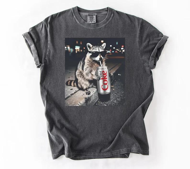 Raccoons Diet Coke T-shirts, Funny Meme Genz Dank Raccoons, Trendy Shirt 3XL