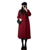 Damen 2023 Roter Wollmantel im koreanischen Stil: Mittel-Lang, Hepburn-inspiriert für Herbst & Winter