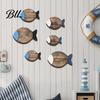 Easy Install Wall Art 6 Pcs Wooden Fish Decor Nautical Coastal Wood Safe Kids Room Decoration Rustic Beach Ocean Lake House Hanging Ornament