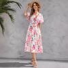 2025 New Fashion Trend Dresses Spring Summer Printed Waist Dresses Fashion Women's
