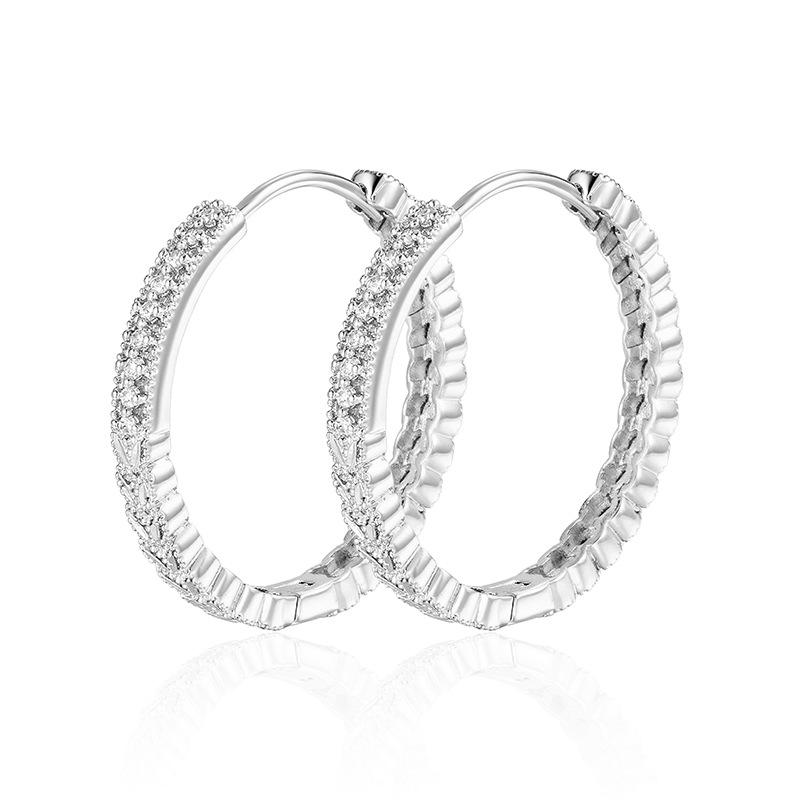 Retro Double Row Zirconia Gold Plated Hoop Earrings – Blogger Style