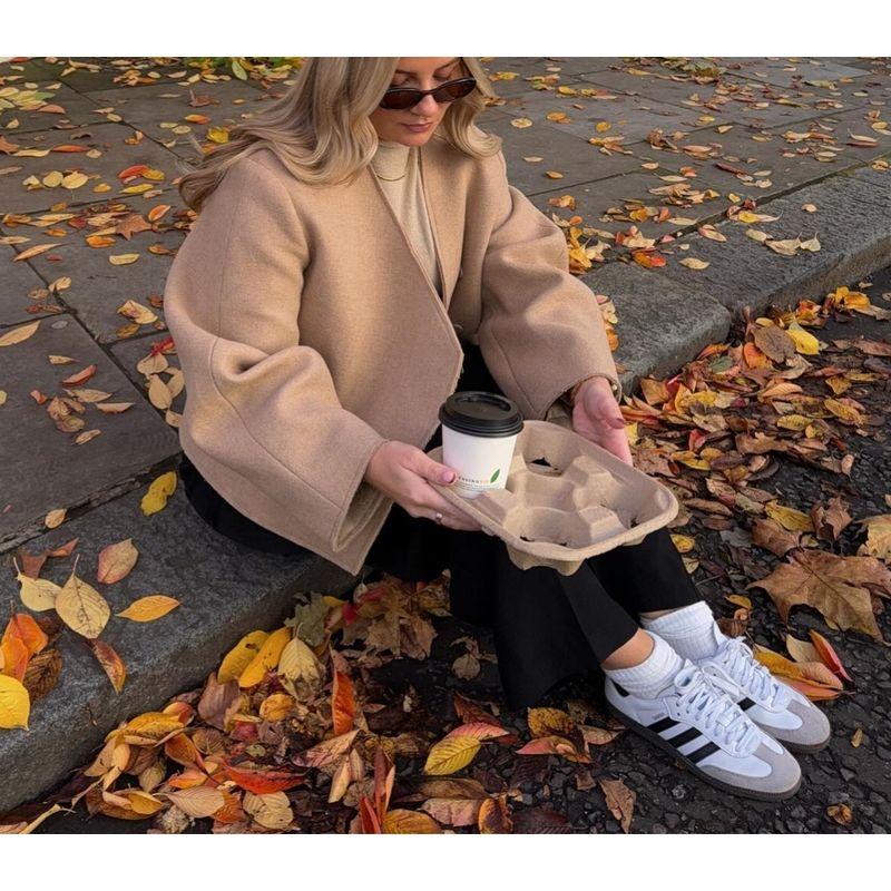 Spring New Leisure Suit European and American Beauty Bloggers Ins Woolen Outwear Female High Waist Asymmetric A- Line Skirt