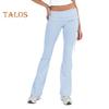 Women Pants Mid-rise Elastic Waist Adjustable Side Drawstring Long Trousers Solid Color Skinny Flared Pants Daily Wear