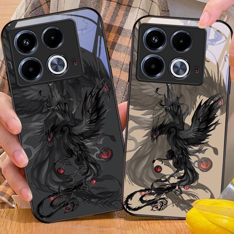 Funda de Cristal Templado Negra de Dibujos Animados Dapeng Para Infinix Note 40 4G 30i 12 G96 Smart 8 Hot 9 Play 10 11S 12 20i 50 Pro Plus 5G