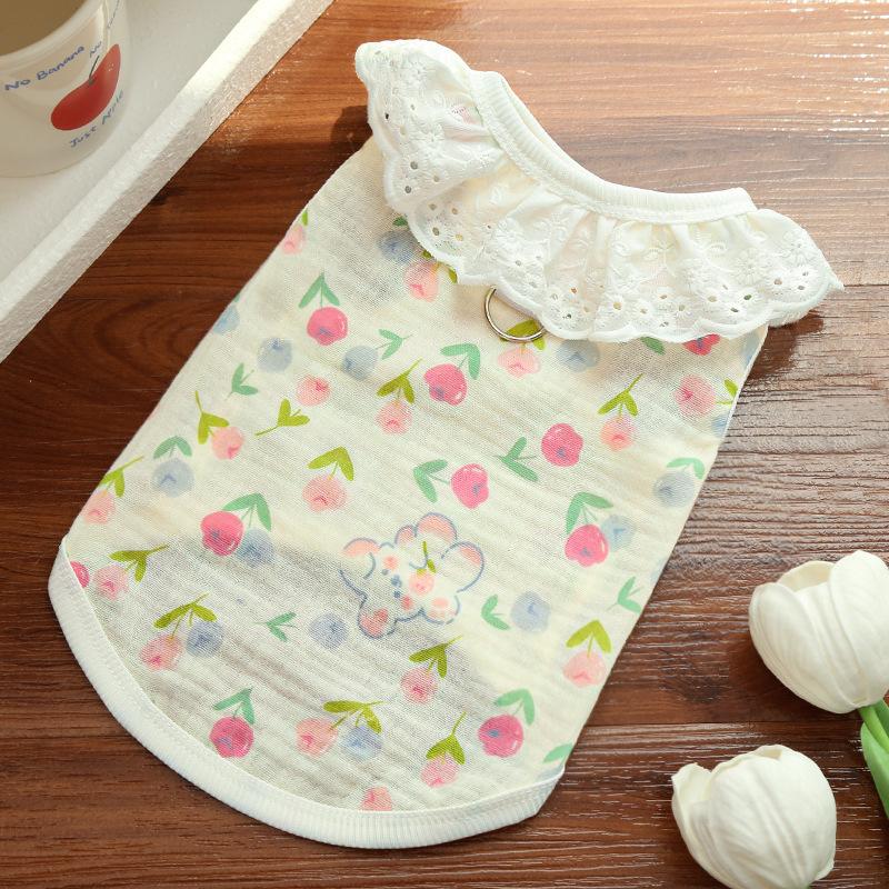 Cat clothes, all cotton yarn, breathable, thin dog, cat, pet dog products, air-conditioning clothes can lead short-footed cats to prevent hair loss