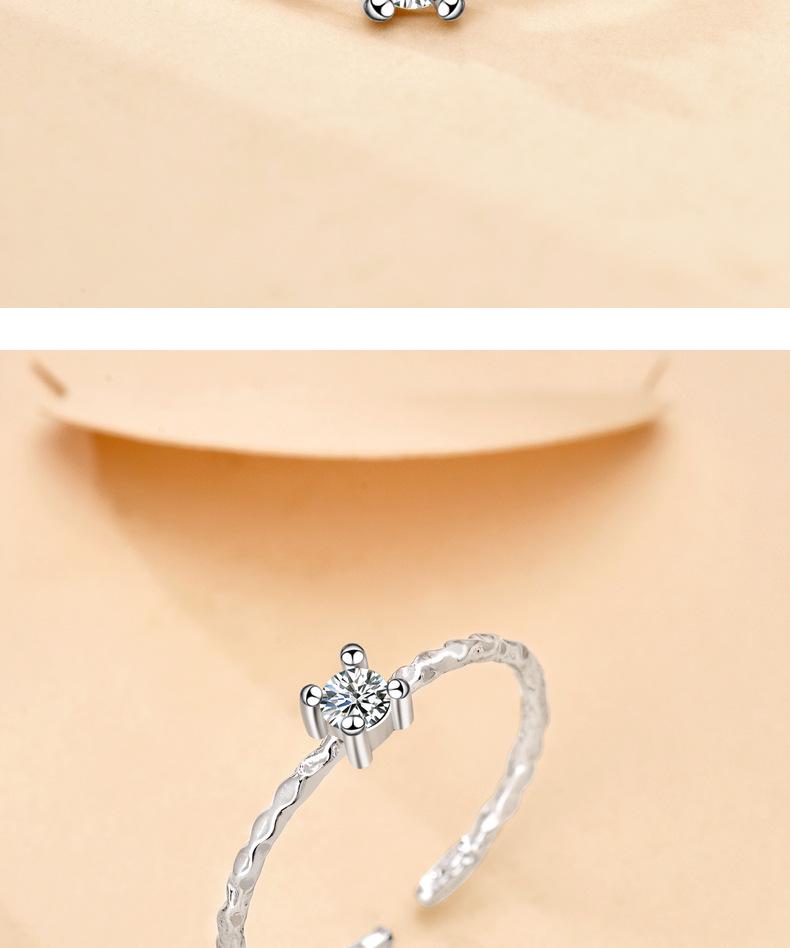 Korean Fashion S925 Sterling Silver Zircon Open Ring for Women