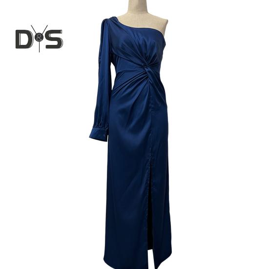 Dámské večerní šaty Rozdělený lem bez rukávů na jedno rameno Jednobarevný Úzký pas Skládaný Jednobarevný Ples s vypnutým ramenem Společenské koktejlové maxi šaty Plesové šaty