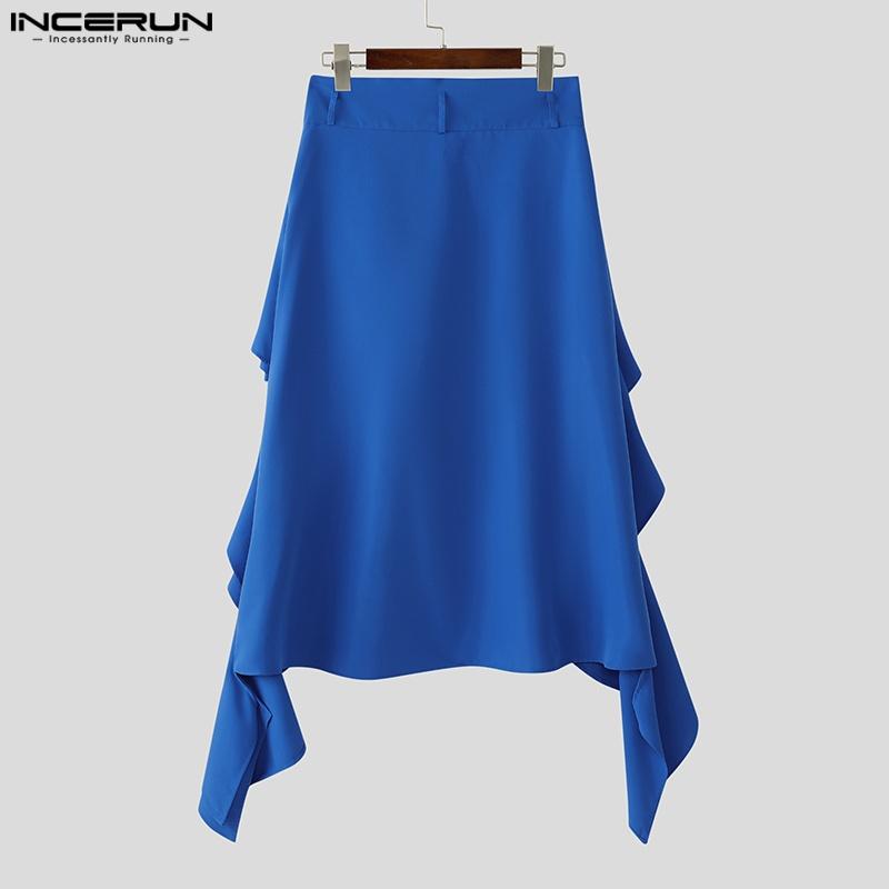 INCERUN Pánské kalhoty s vysokým pasem na zip, s nepravidelnými vrstvami, patchworkové, párty kalhoty, šortky, culottes