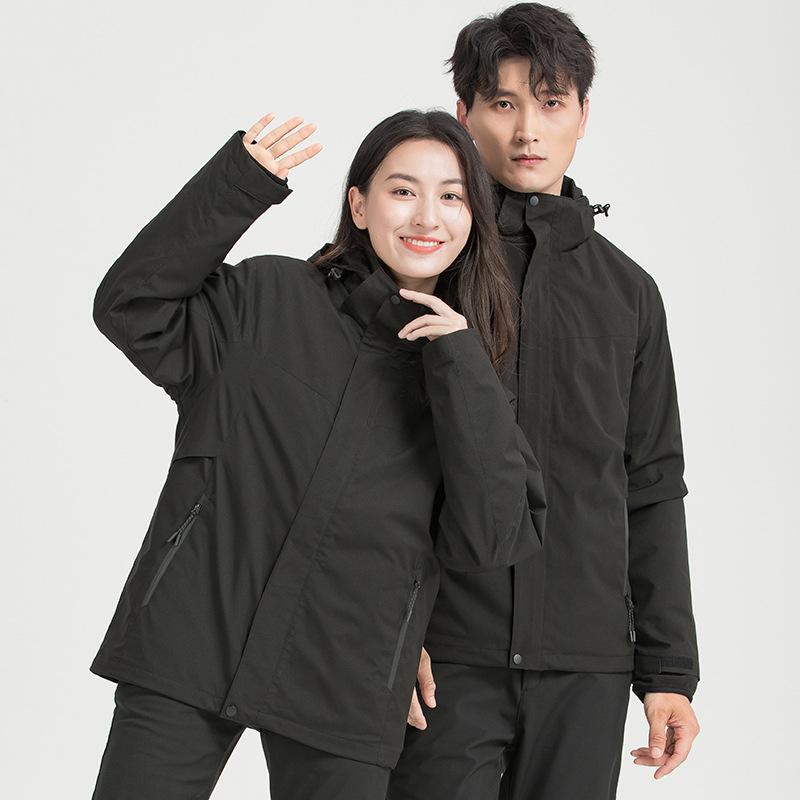 Three-in-one jacket men's waterproof, anti-fouling and warm outdoor two-piece set women's silver fox velvet travel trench coat