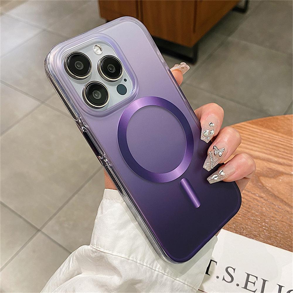 Luxury Bumper Matte Gradient Color Translucent For Magsafe Magnetic Phone Case for iPhone 15 14 Pro Max Hard Acrylic Armor Cover