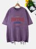 Vintage League Letter Prints Washed TShirts Women Cottontops Comfortable ONeck Oversize T Shirts Fashion Womans Streetwear