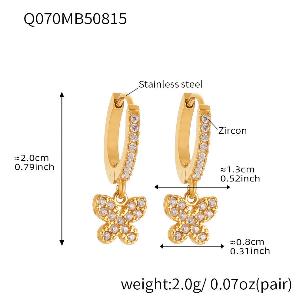 Oumika 18K Gold-Plated Butterfly & Diamond Earrings for Women