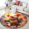 Fantasy Pig Round Area Rug,Carpet Rug for Living Room Bedroom Sofa Playroom Decor,Non-slip Floor Mat