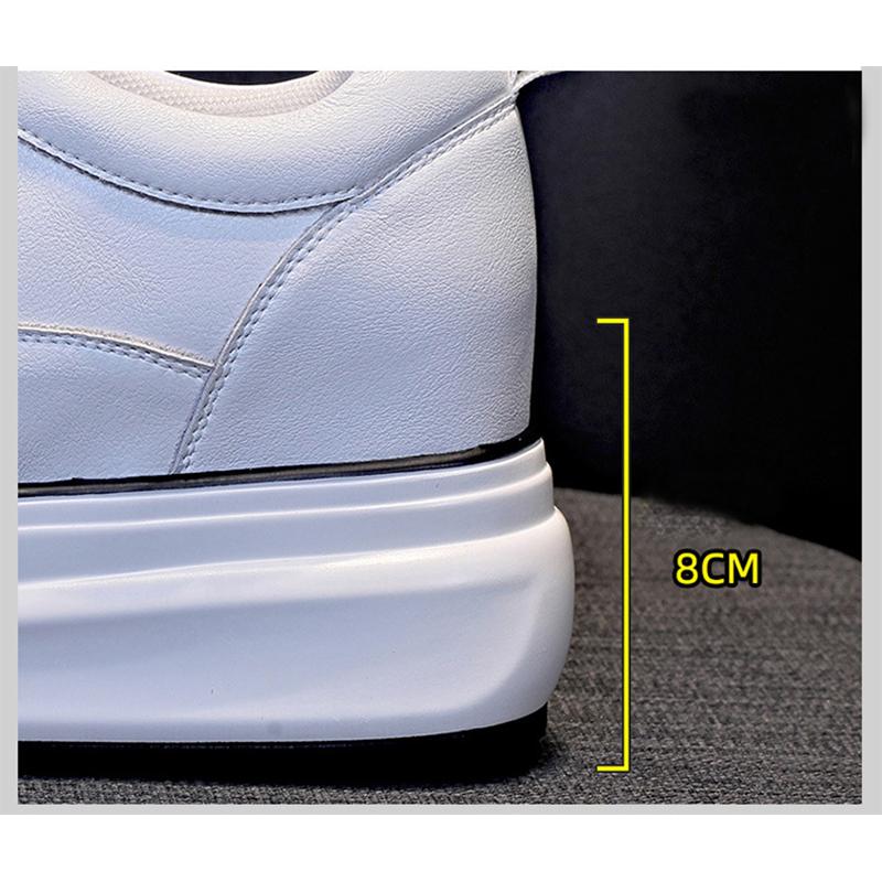 Fashion Spring Autumn Genuine Leather Shoes Women Fashion Sneakers Ladies Flat Platform Black White Shoes Height Increasing 8cm D568