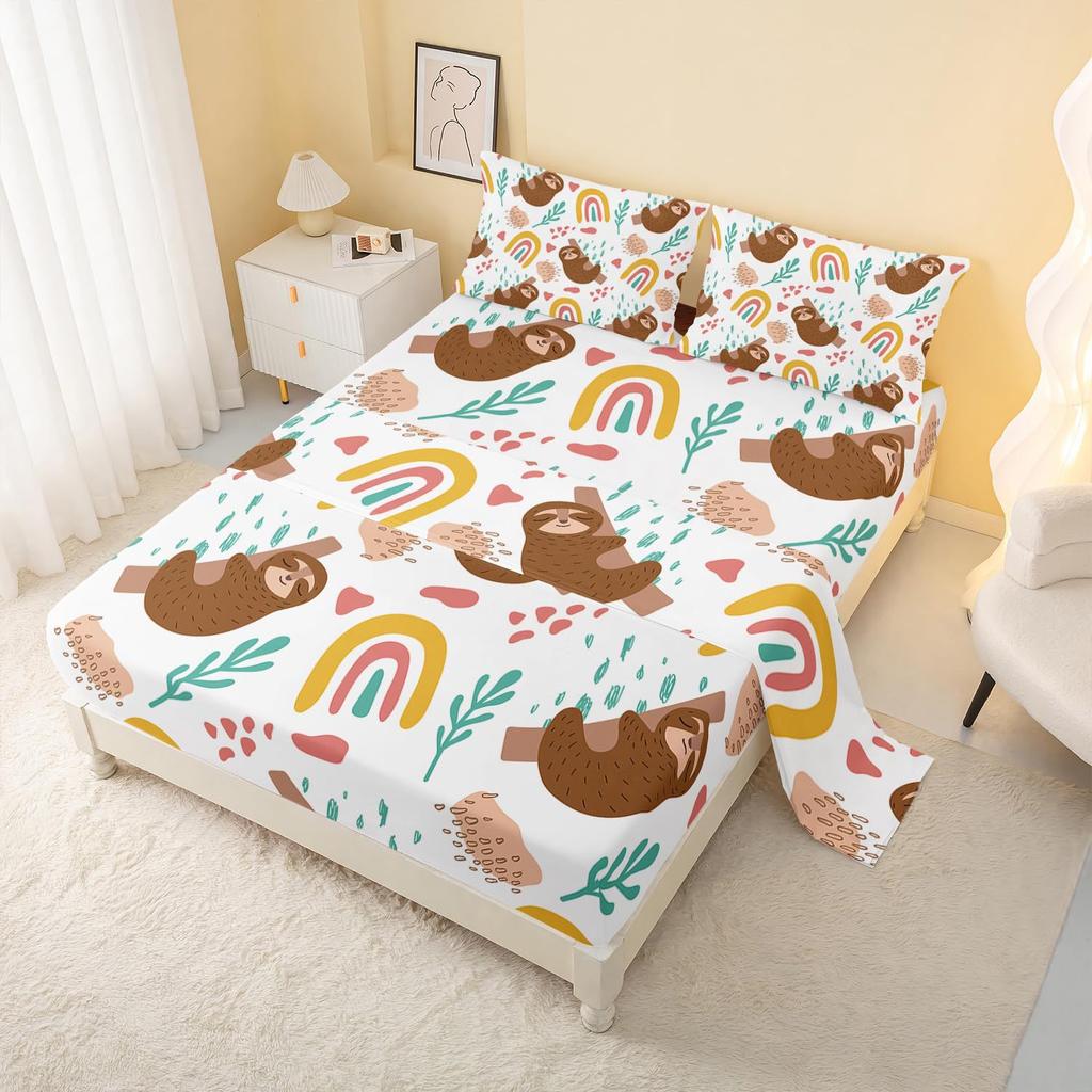 Cartoon Space Bunny Pattern Bed Hat Four-Piece Bedding Set Bedroom Dormitory Bedding Decoration