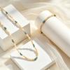 Trendy Natural Stone Beads Chain Necklace Bracelet for Women Stainless Steel Handmade Collar Necklace Stylish Jewelry Set
