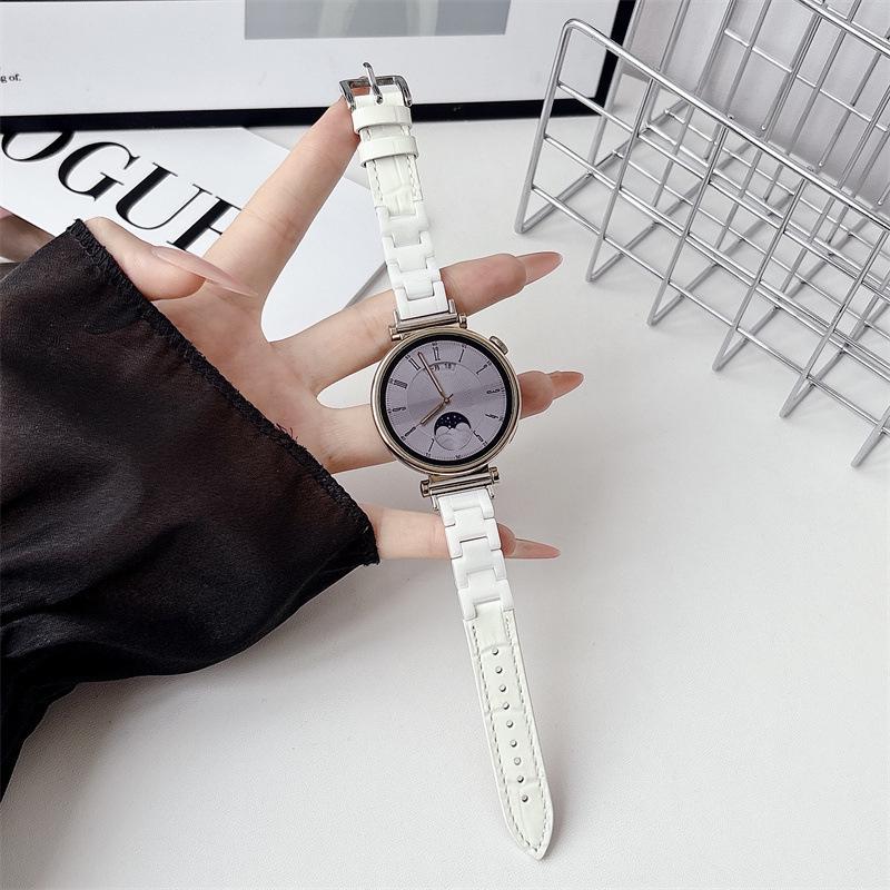 

Compatible Strap for Apple 11, Xiaomi 10/9 Watch, Huawei GT4/5/6, Watch5 - Bamboo Grain Ceramic Fit4 Apple 38/40/41mm білий
