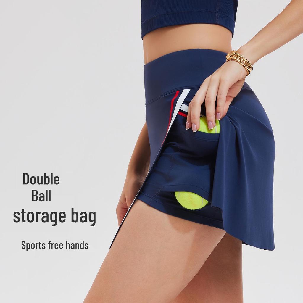 Women's Quick-Dry High-Waisted Tennis Skirt - Slim Fit, Anti-Exposure, Fake Two-Piece Design, Ideal for Summer Running & Fitness