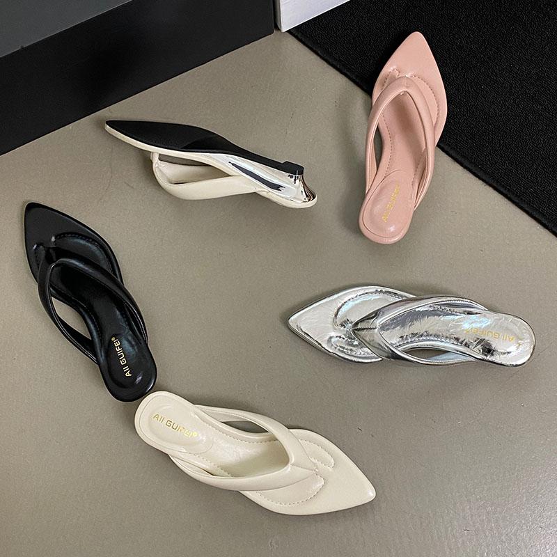 Fashion Low Heel Footwear Women Wedges Slippers Slides Sandals Shoes Fashion Pointed Toe Ladies Wedges Slippers Female Flip Flops